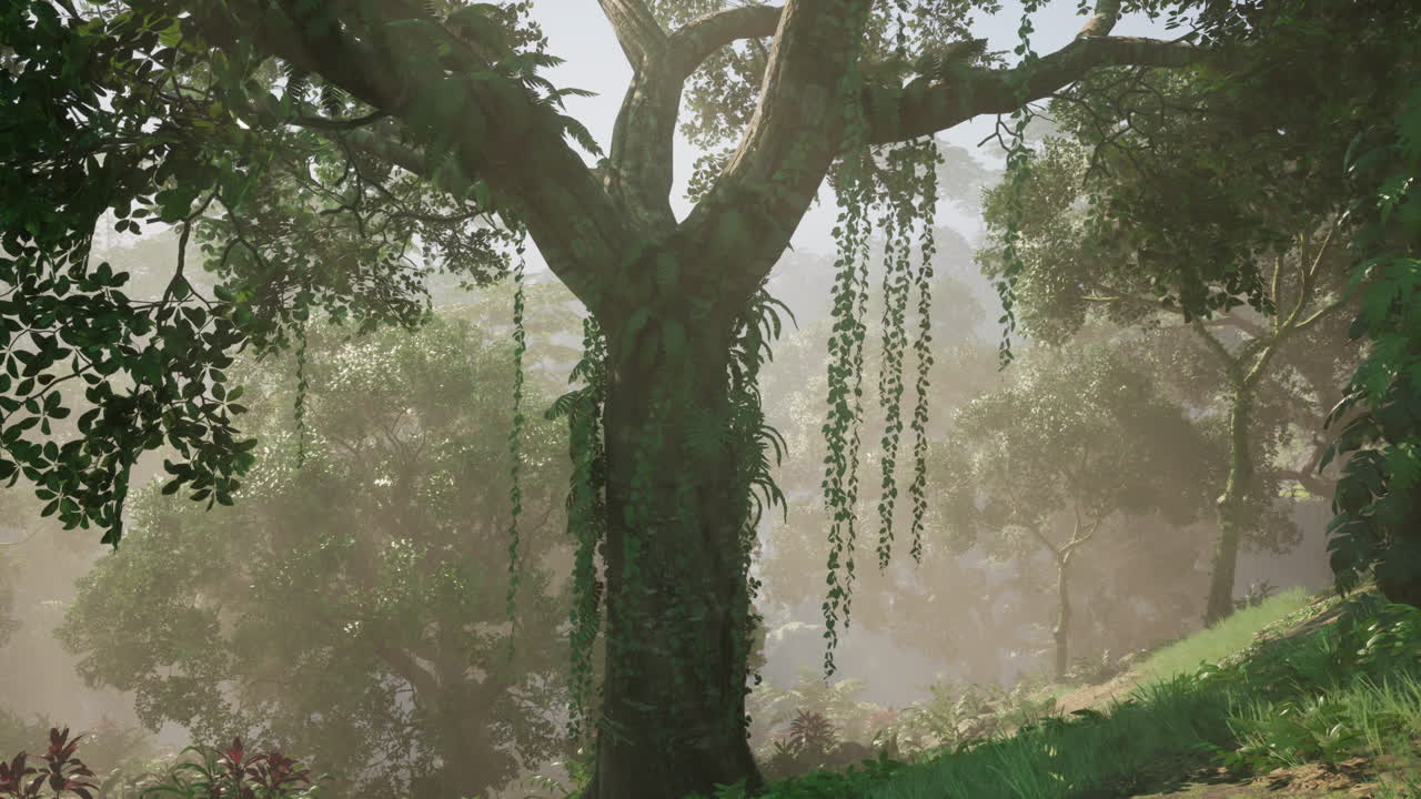 안개와 열대 숲의 빛