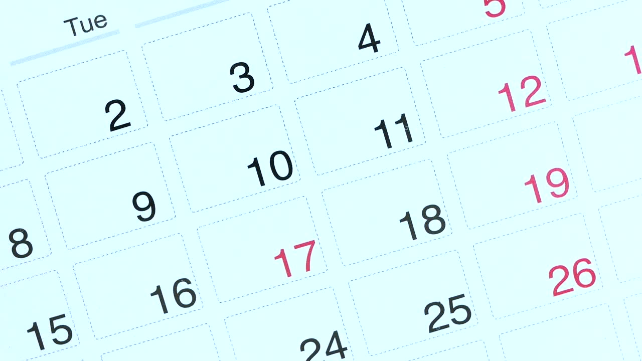 primer plano de un calendario