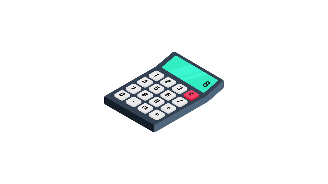 Animated Isometric Calculator Performing Simple Addition