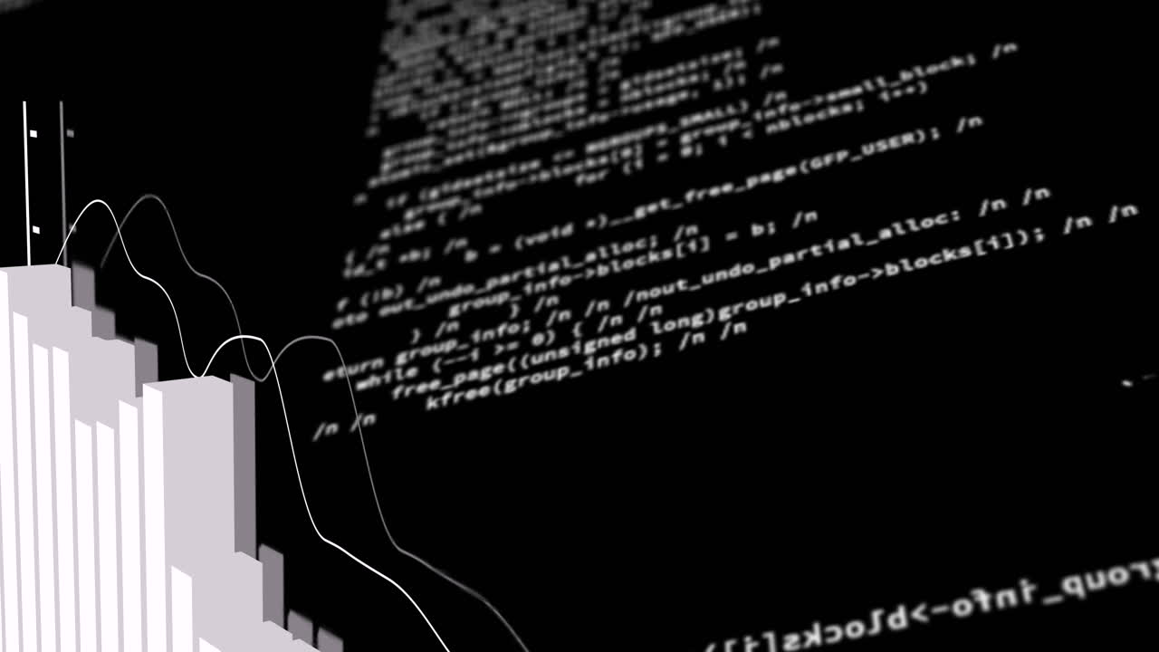 animación del procesamiento de datos financieros sobre un fondo negro