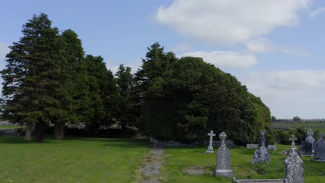 cargin church and cemetery with walls overgrown by plants