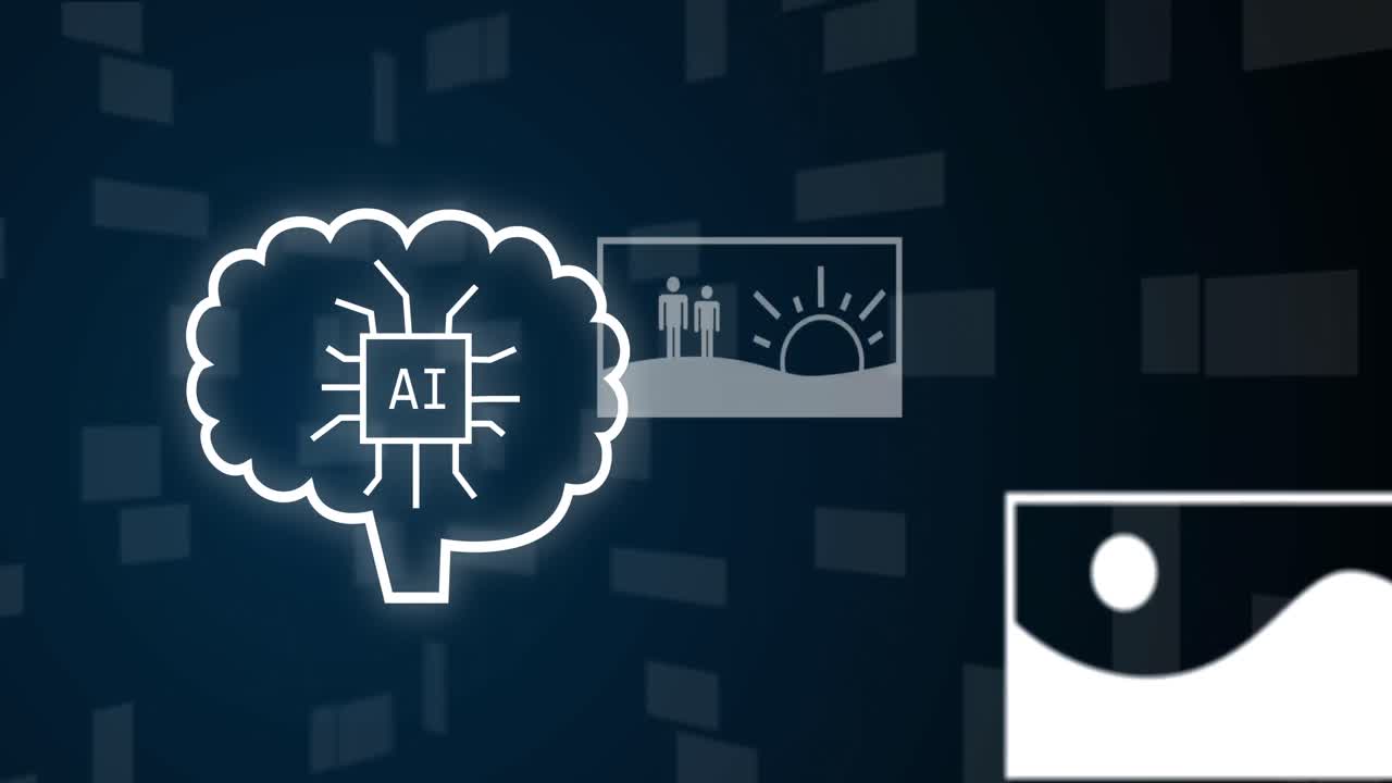 검은 바탕에 있는 풍경의 이미지와 함께 뇌의 애니메이션