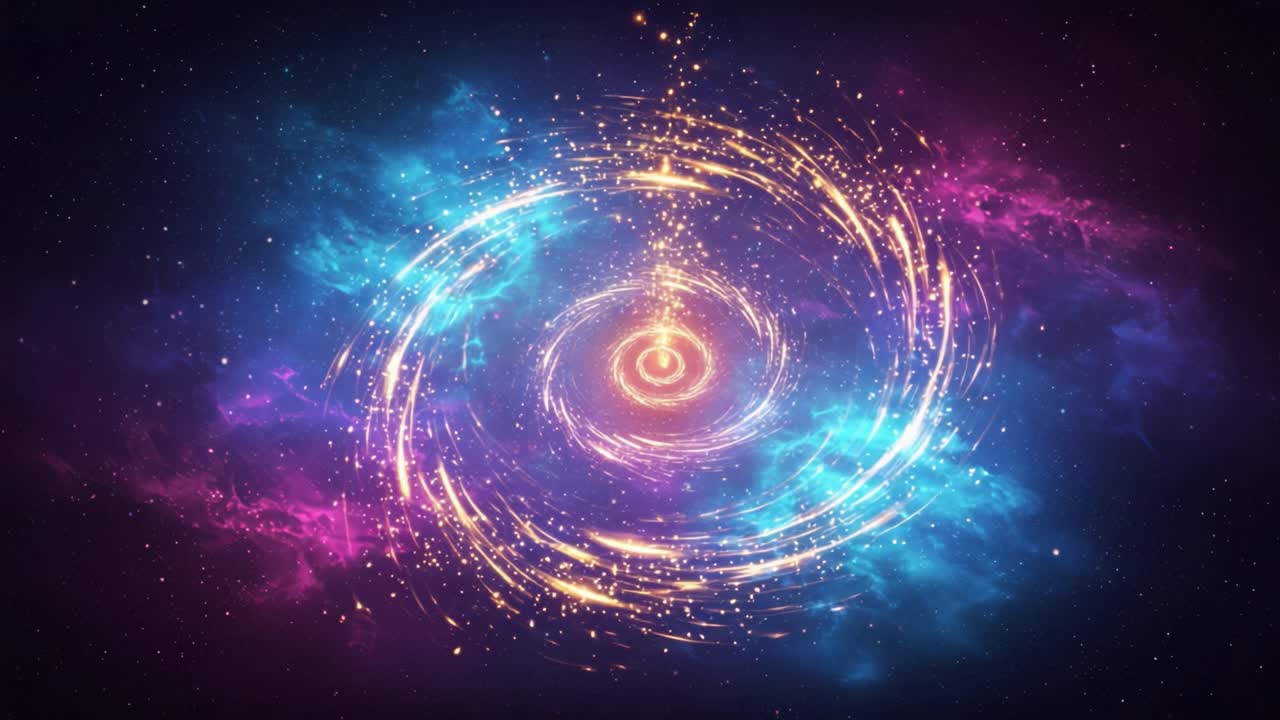 A Stunning Cosmic Spiral: Unveiling the Beauty of Celestial Motion and Light in a Vibrant Universe of Colorful Galaxies and Mystical Energy