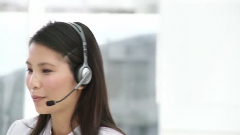 asian business woman working in a call center