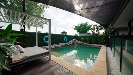 relaxing backyard pool oasis