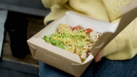 woman enjoying her food