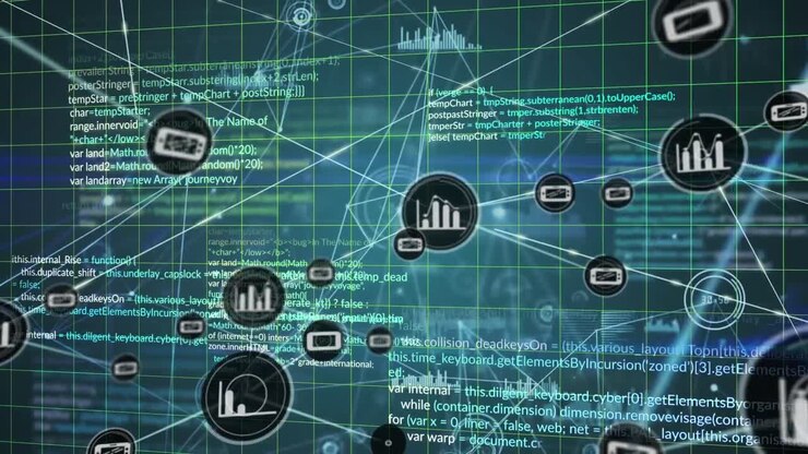 Animation af netværk af forbindelser over databehandling