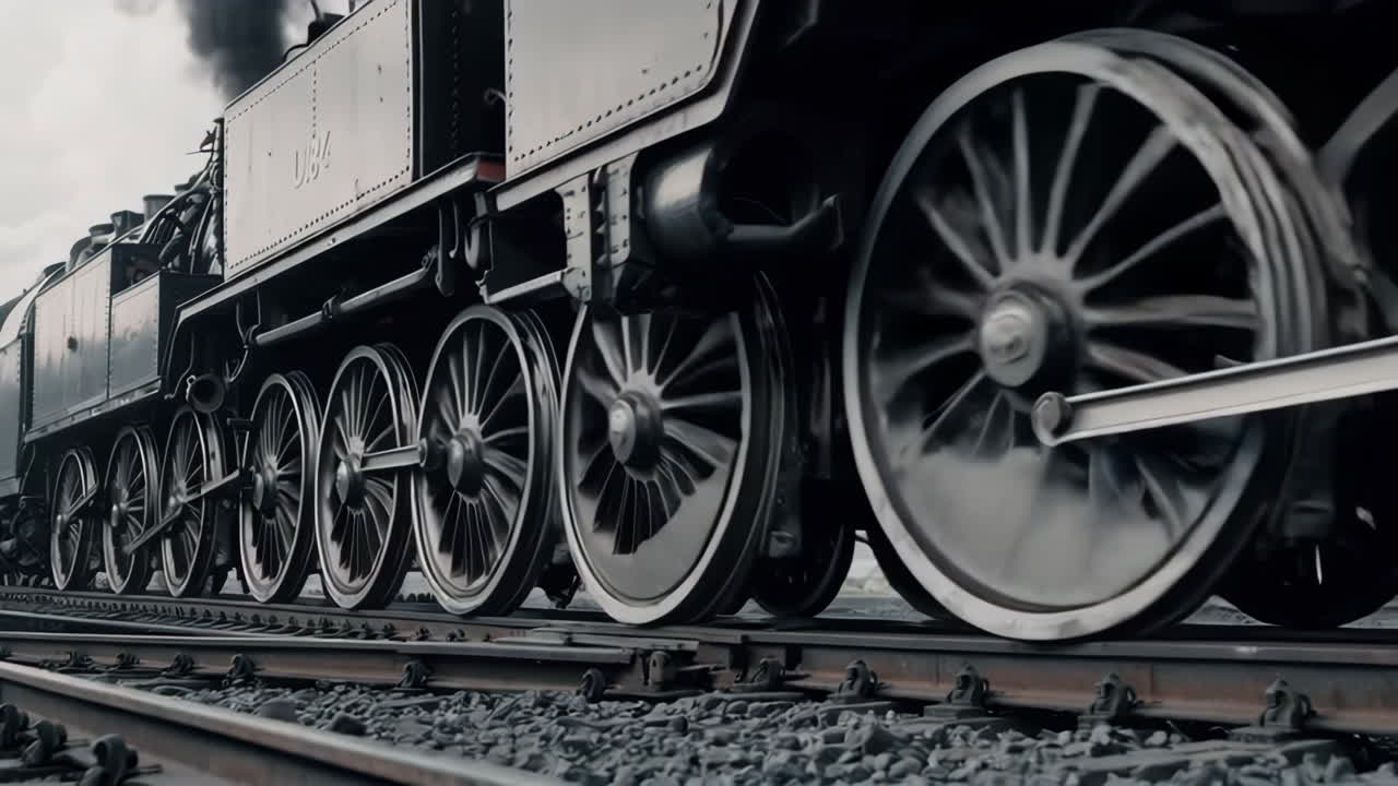 Vintage Steam Train on Tracks