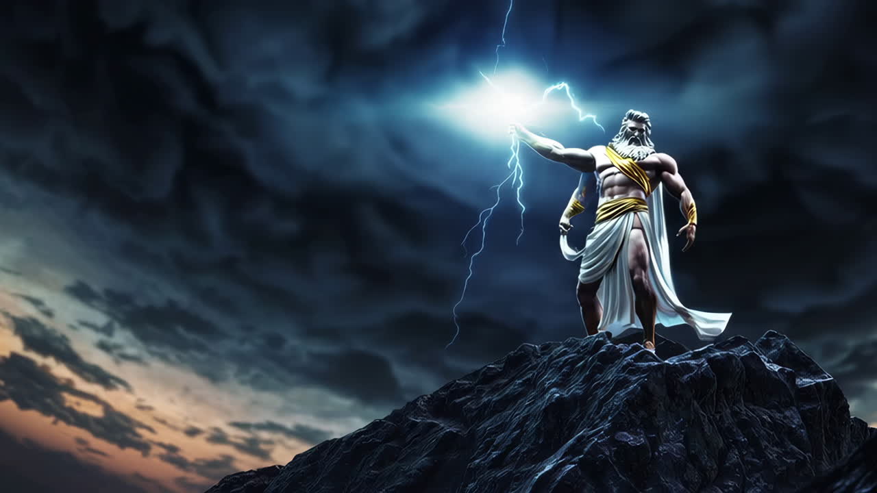 Zeus, God of the Sky, Holding Lightning Bolt
