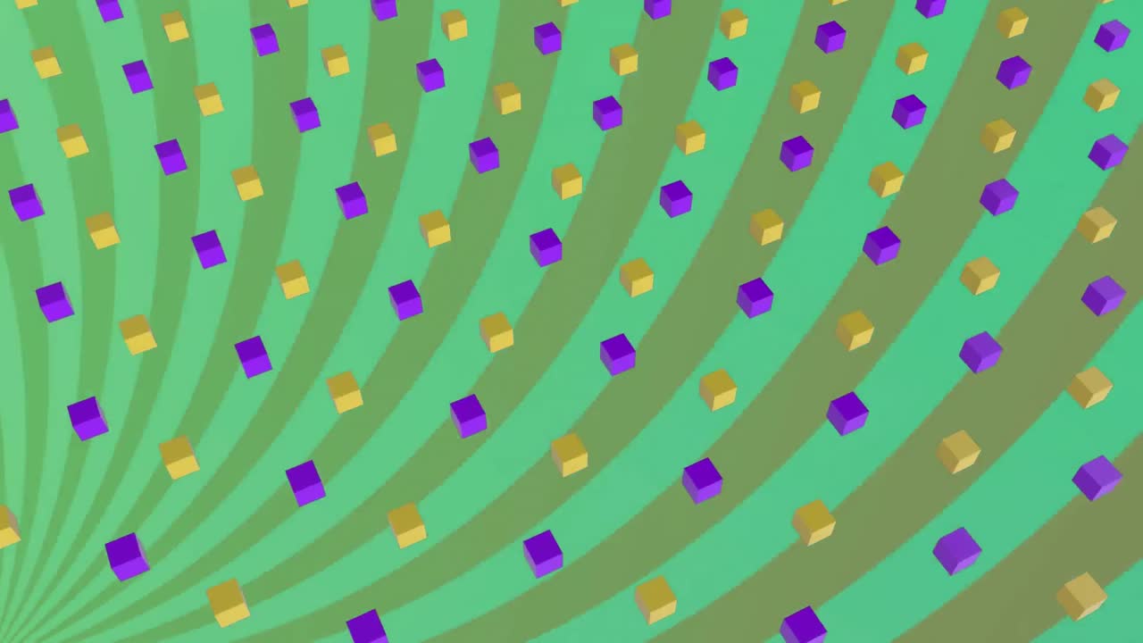 animación de filas de formas de cubos 3d que se mueven sobre rayas
