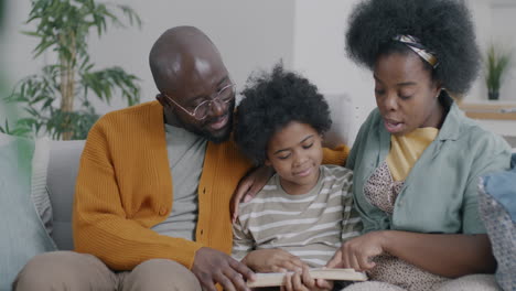 family reading together