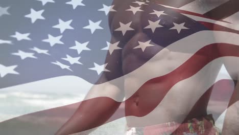 African-American-muscles-with-US-flag-waving-foreground