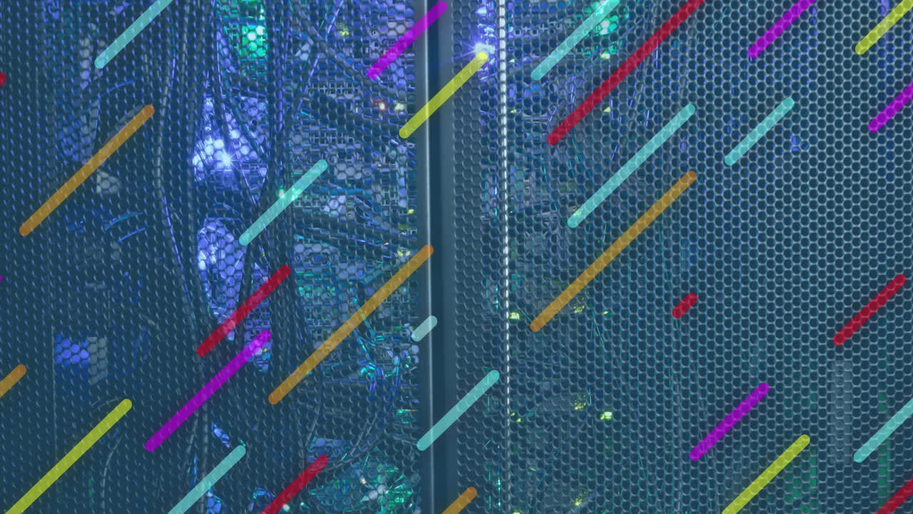 animación de múltiples rayas que se mueven diagonalmente sobre el servidor de la computadora.