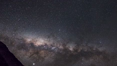 time-lapse is showing a milky way passing over on the chilean andes near paso de agua negra