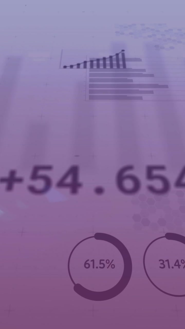Animation of data processing over diagrams on pink background