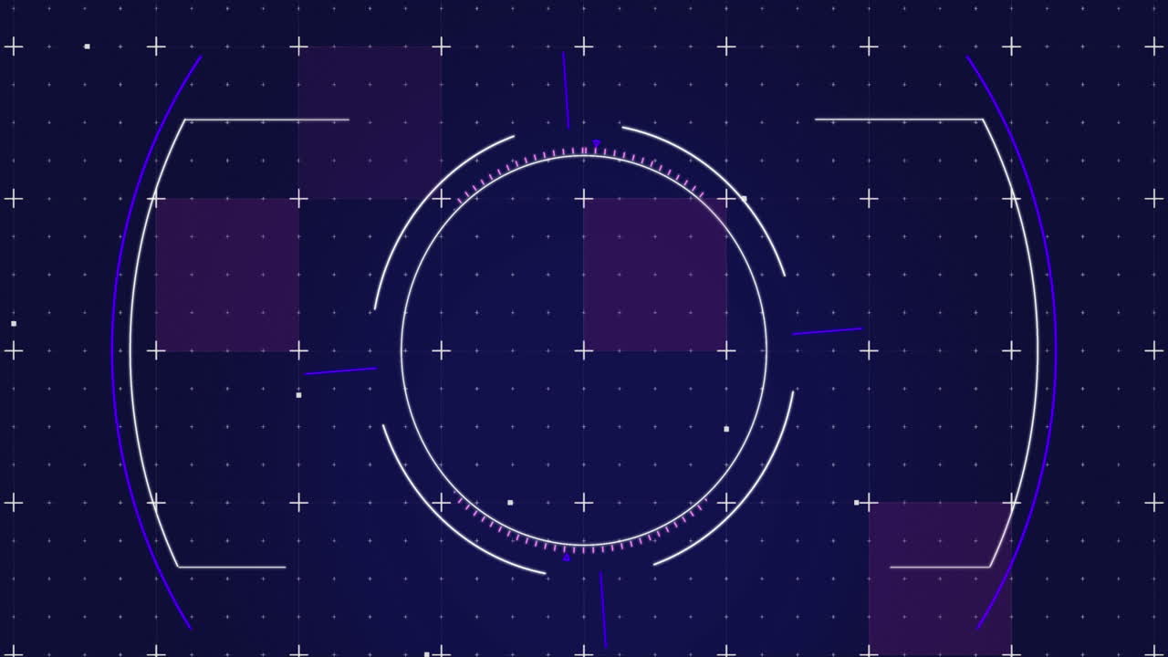背景のグリッドパターンに比べて円をプラスシンボルと正方形のアニメーション