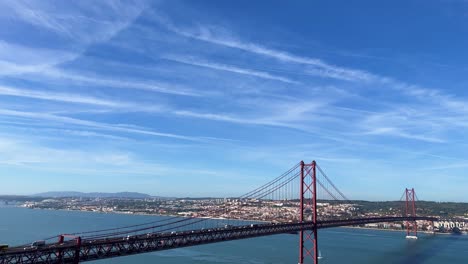 Ponte-25-de-Abril-in-Lisbon,-Portugal-near-Tagus-River