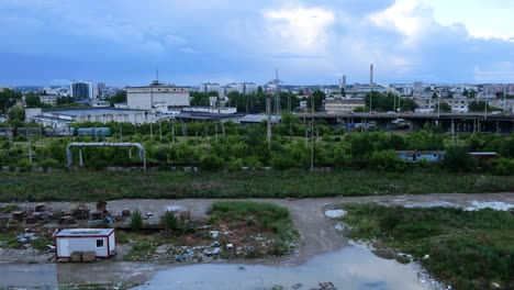 polluted urban environment in a cloudy day
