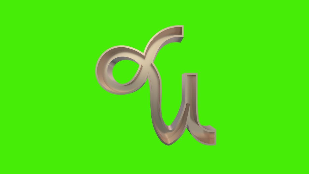 Golden Capricorn (Goat )Astrological Zodiac sign seamlessly looped rotating on a green screen