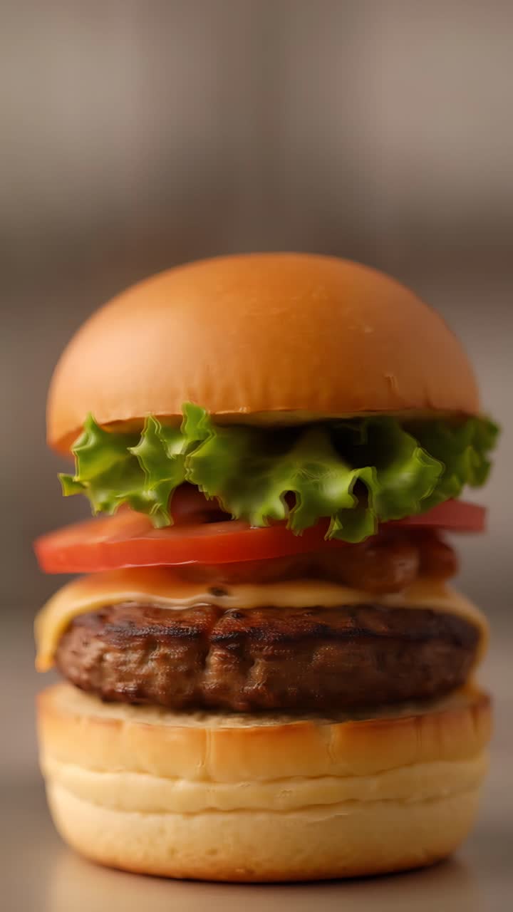 Hamburger Succoso Primo Piano Sfondo Bokeh 4K