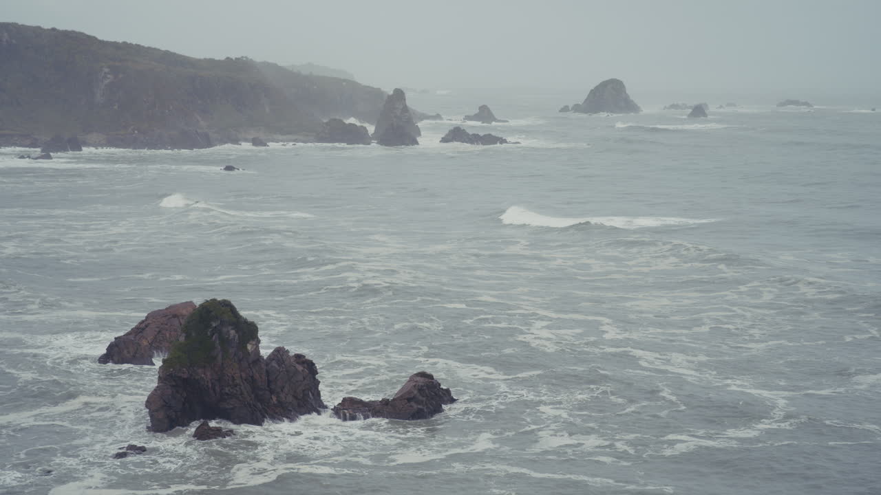 Coastal landscape in stormy weather