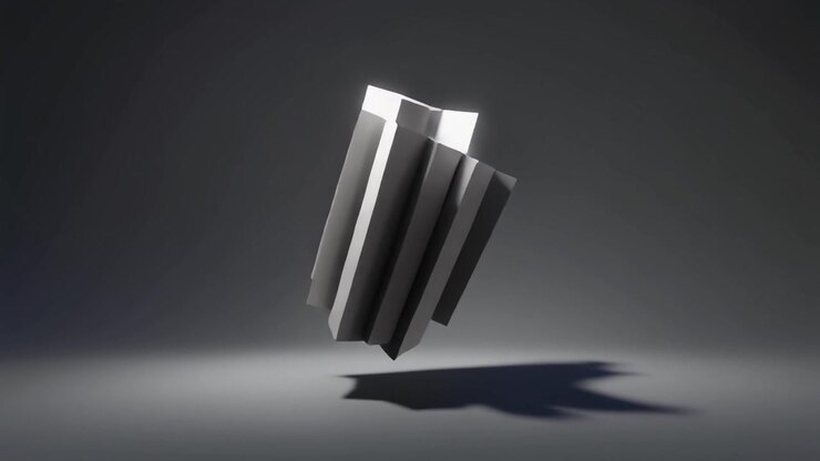 Abstract Geometric Paper Structure Rotating in Studio Lighting