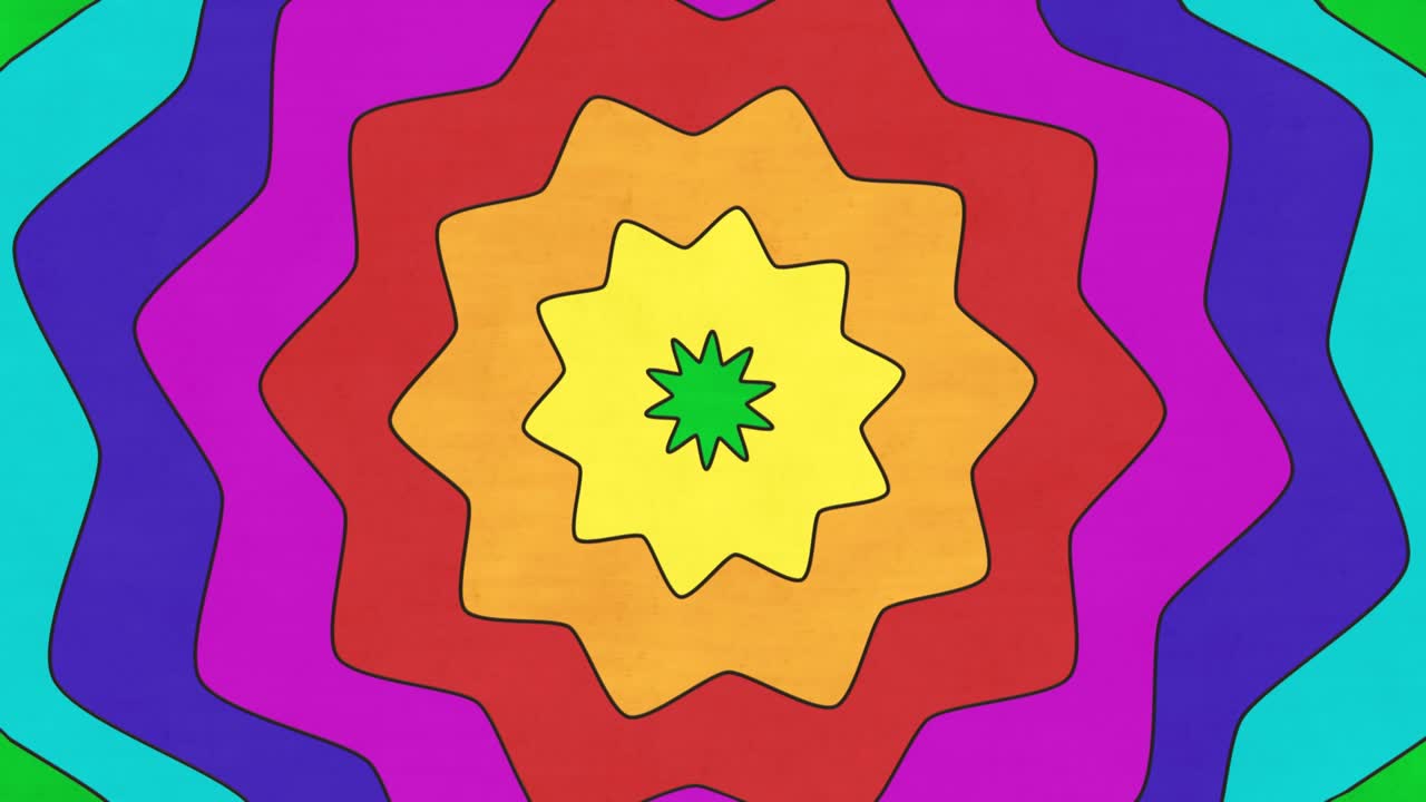 Concentric star shapes with rainbow colors