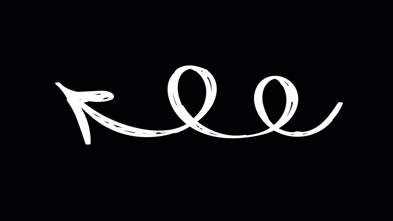 White Hand Drawn Doodle Arrow Animation on Black Background