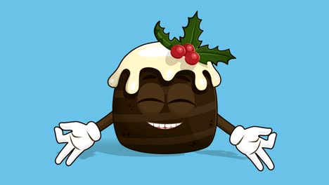 cartoon christmas cake zen meditation with face animation alpha matte