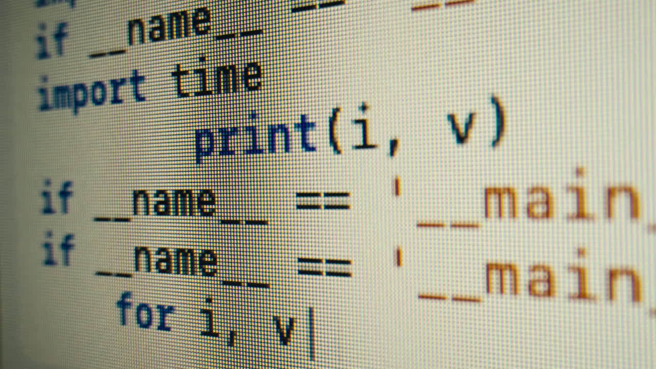 Close-up Macro View of Programming Code on a Computer Screen