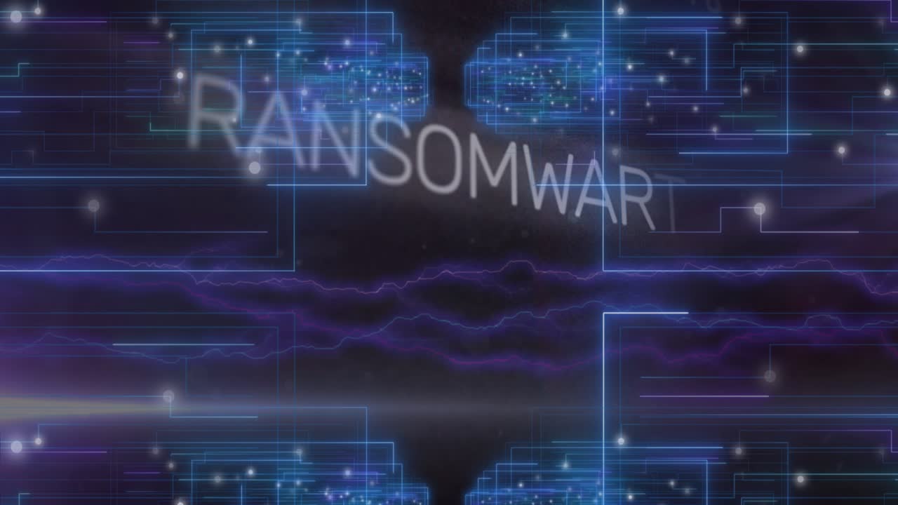 Animation of you win text over data processing on black background