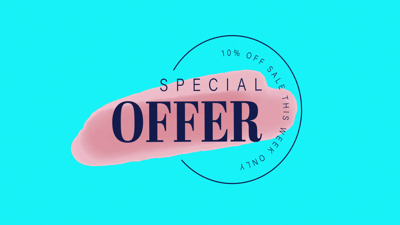 animazione di cerchi colorati e testo di offerta speciale