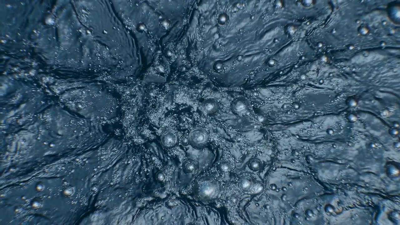 Dark Blue Viscous Liquid Bubbling, Closeup Of Tarlike Surface Forming Circular Ridges And Beads, Slow Motion