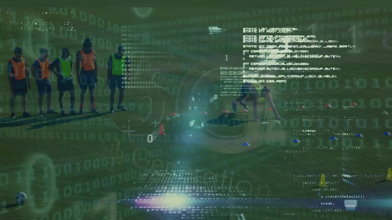 Animation of data processing over diverse male soccer players