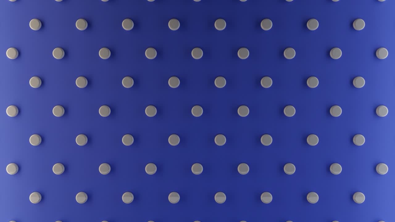 Abstract rotating dark blue background with white round dots, seamless loop. Animation. Spinning pattern with white circles contrasting to blue backdrop.