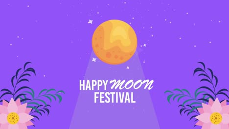 happy moon festival lettering with fullmoon