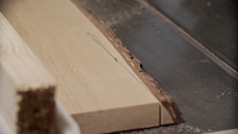 cutting wooden plank by electric saw