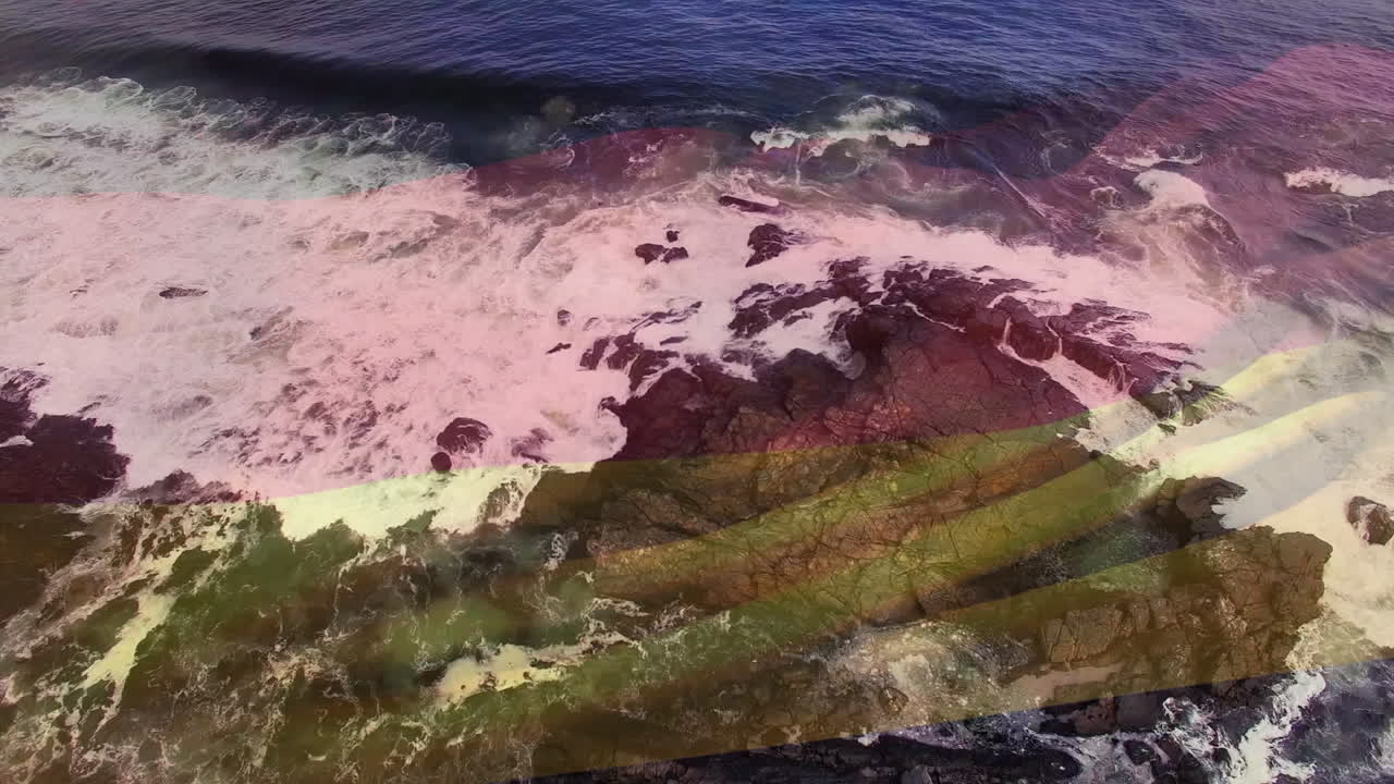 독일  ⁇ 발을 흔드는 디지털 구성 해양 파도의 공중 사진과 대비