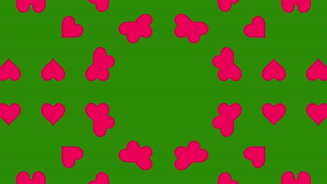 patrón de corazón rosado sobre fondo verde