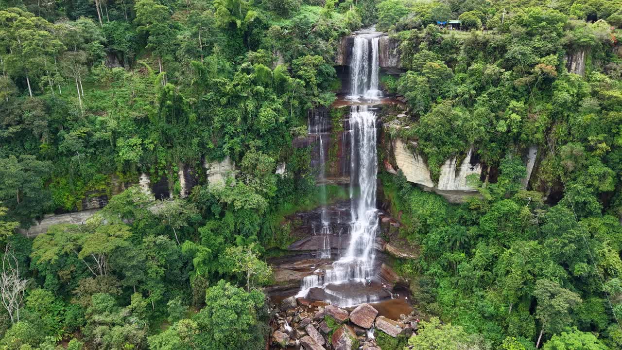 Majestic waterfall amidst lush greenery in San Jose, Suaita, Colombia