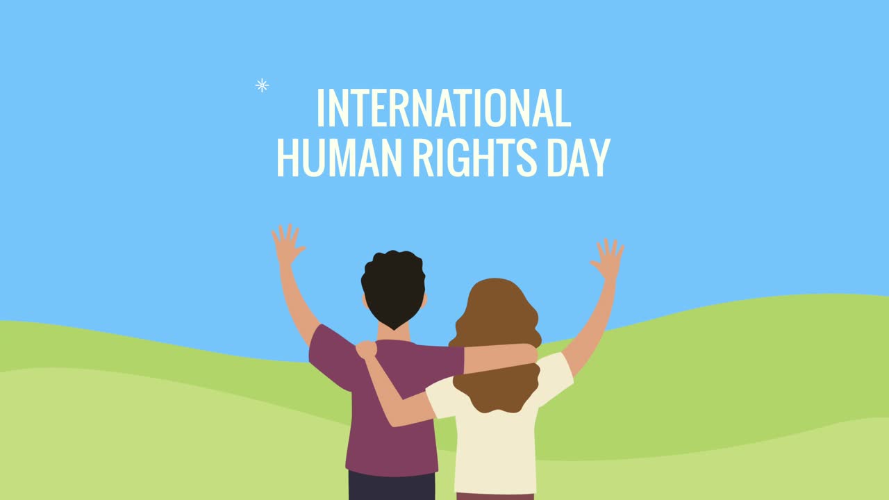 human rights lettering animation with couple