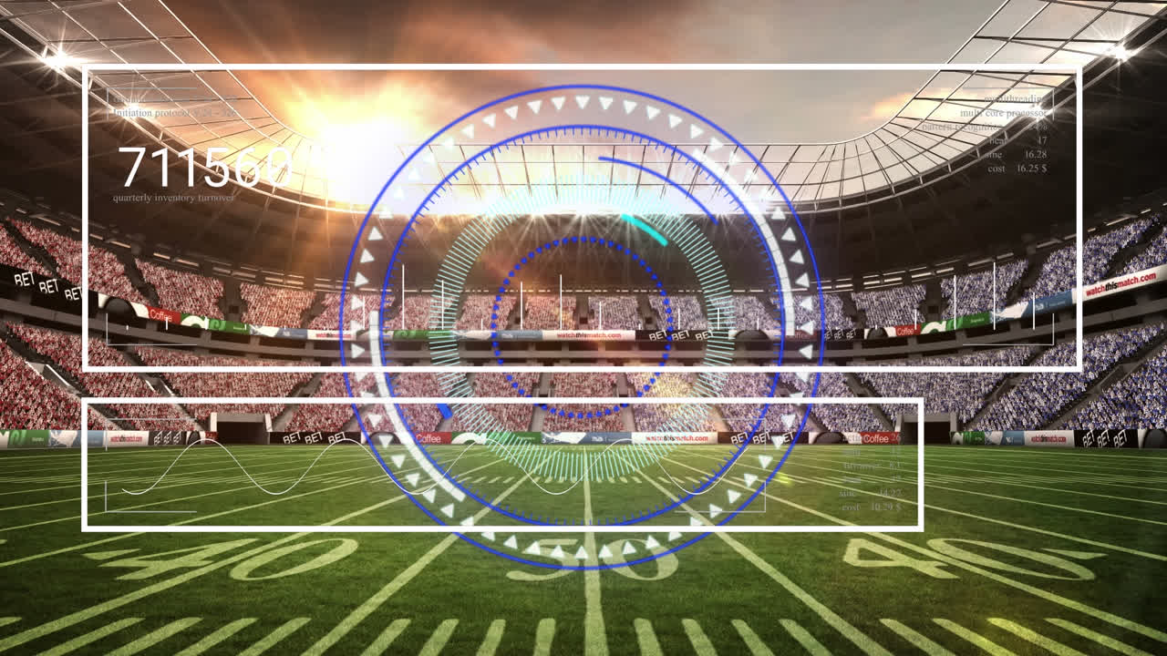 Animation of scope scanning over sports stadium