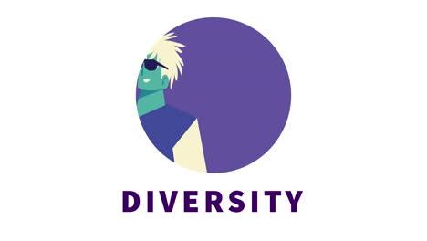 young blond woman with diversity lettering animation