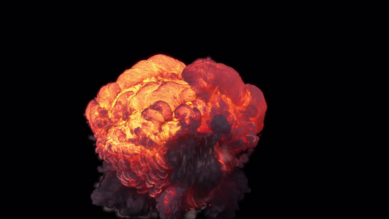 Massive fiery explosion on transparent background