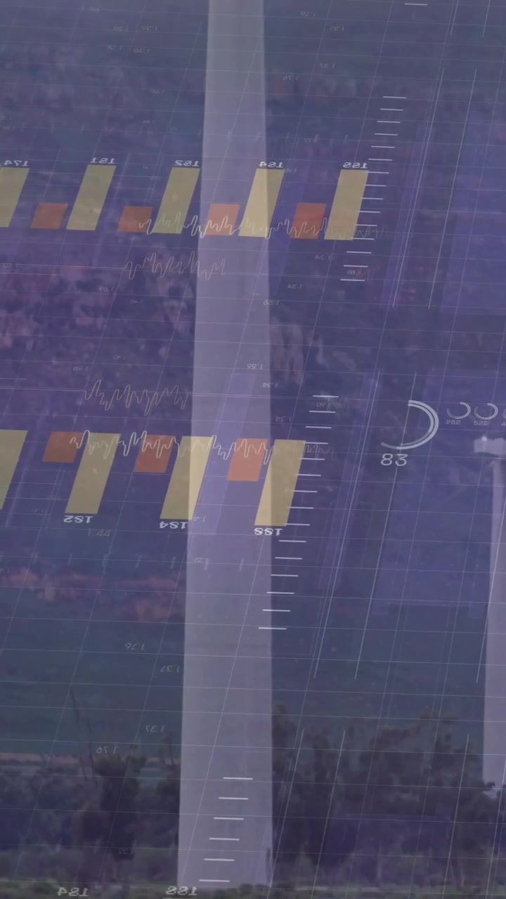 Vertical video: HUD activating, tower moving center, bars animating, gauges updating showing output