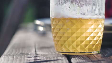 beer glass outside sunny nature foam slow motion