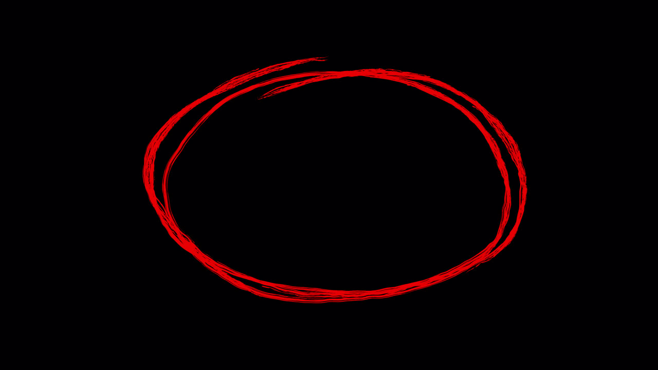 Animated Red Hand Drawn Circle Appearing and Disappearing