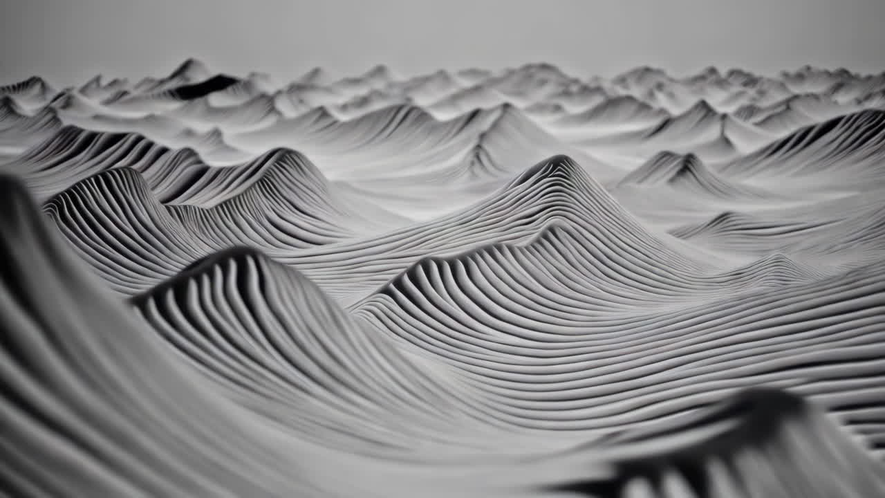 Abstract Grayscale Undulating Landscape with Ripple Patterns