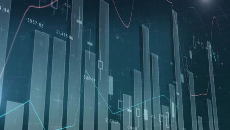 animation of financial data processing and statistics