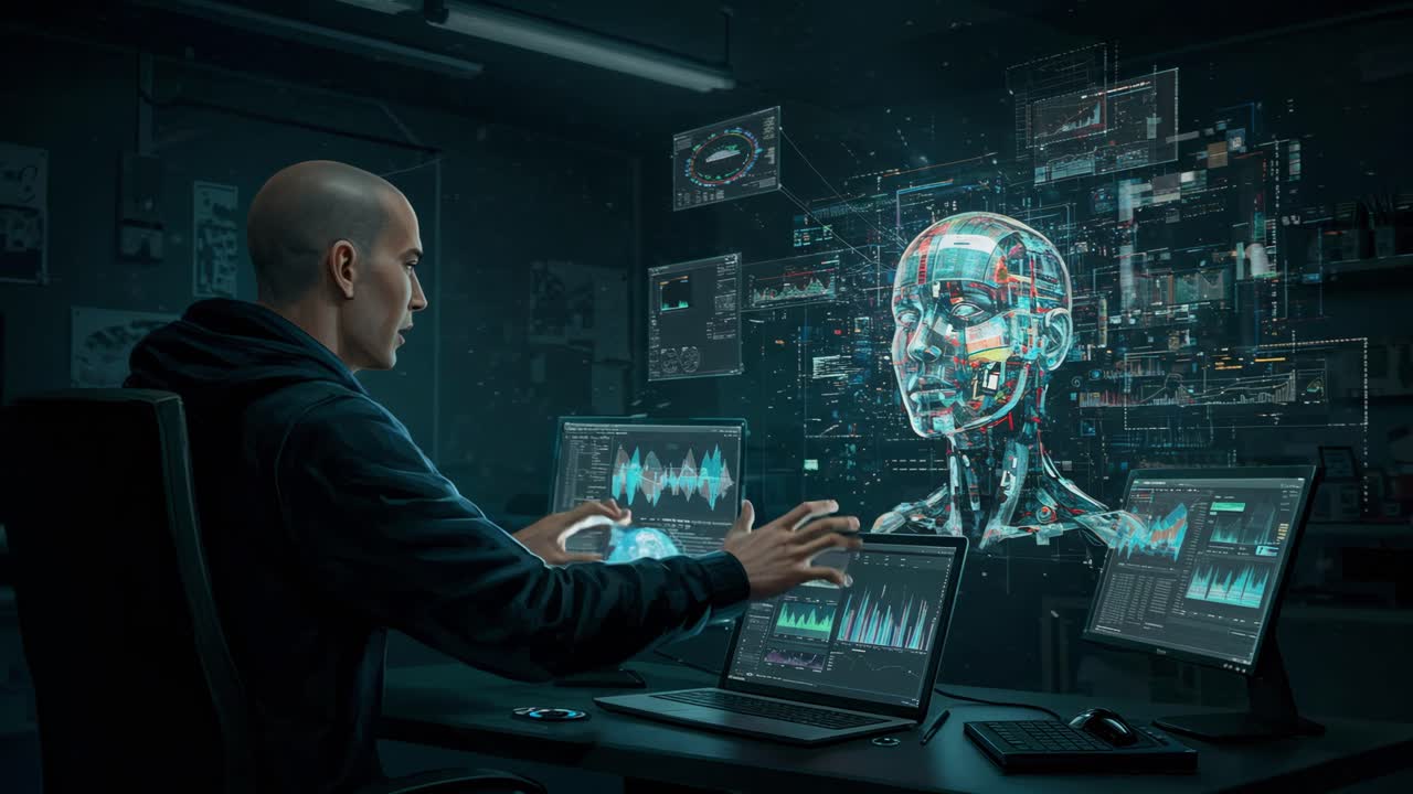 Delving into cutting-edge AI technology within a dynamic digital workspace that fosters both human and digital interaction